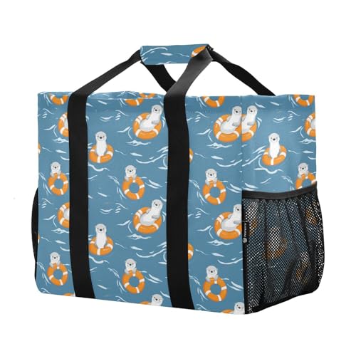 Bag For Trunk Collapsable Beach Bag With Compartments Canvas Car Tote Bag2