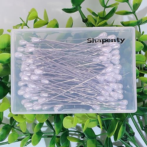 Shapenty Pearl Head Pins Teardrop Corsage Boutonniere Pins Straight Pins for Fabric Sewing Quilting Projects Jewelry Making Wedding DIY Craft Flower Decoration, 100PCS (75mm)