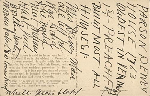 Miniatura 2 de THe Parson Dewey House Bennington, Vermont VT Original Antique Postcard