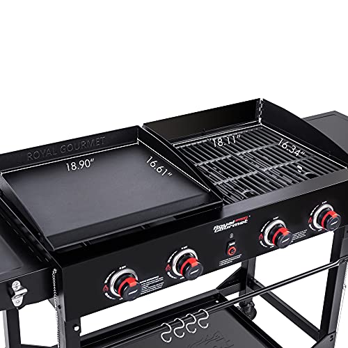 Royal-Gourmet-GD402-4-Burner-Portable-Flat-Top-Gas-Grill-and-Griddle-Combo-with-Folding-Legs-48000-BTU-Black