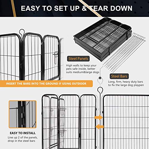 SUNCOO Dog Pen, Heavy Duty Folding Large Metal Dog Fence, Cat Puppy Rabbit Pet Exercise Playpen, Indoor Outdoor 16 Panels 40 Inches Portable Anti-Rust Yard Pet Pen Crate Cage Barrier Kennels - Thumbnail 5