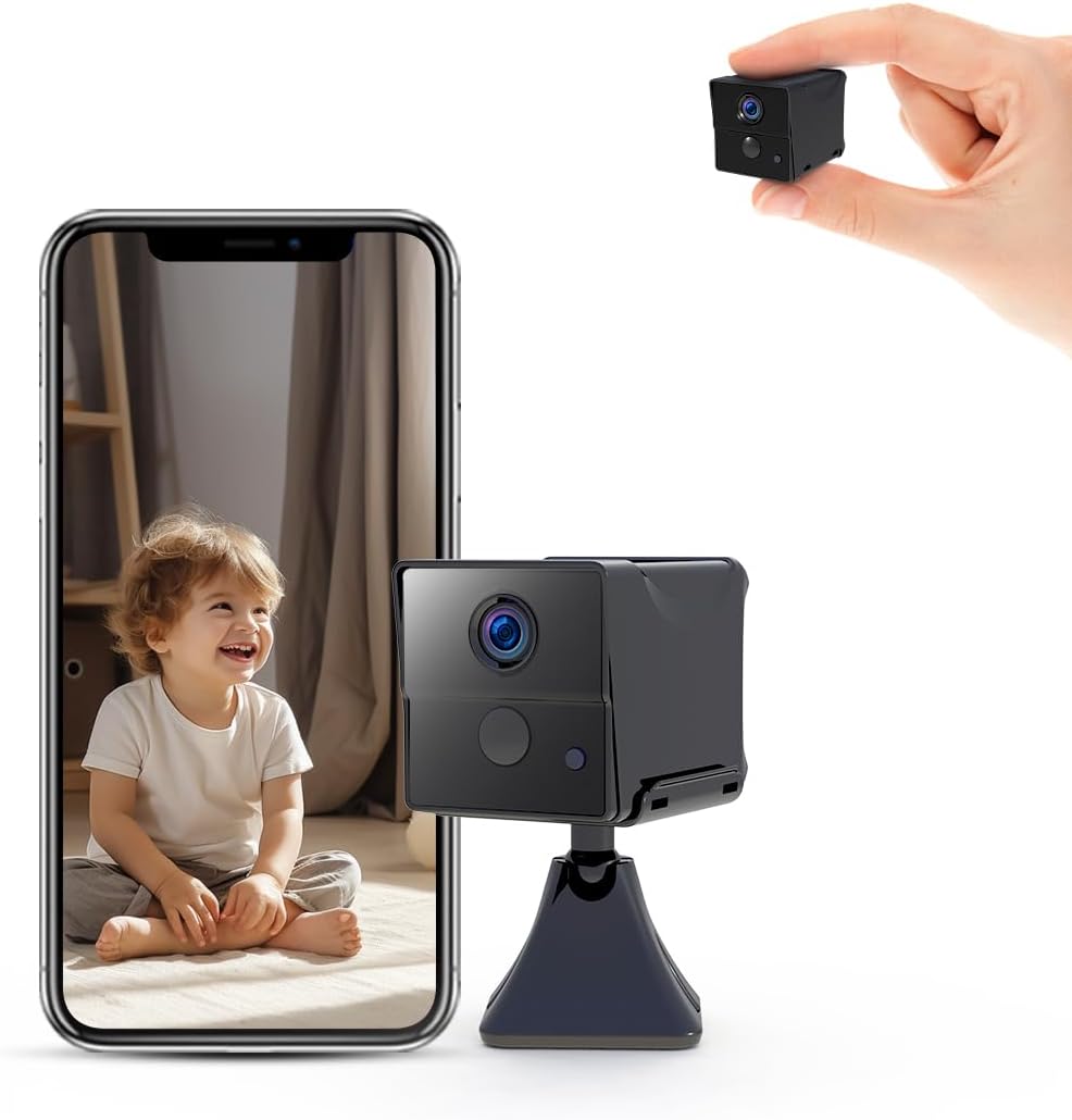 AOBOCAM Mini Camera for Home 4K HD Indoor Battery Mini Cameras Wireless WiFi Security Camera Pet Camera App Control Smallest Surveillance Camera for Room Nanny CAM with Motion Detection Night Vision
