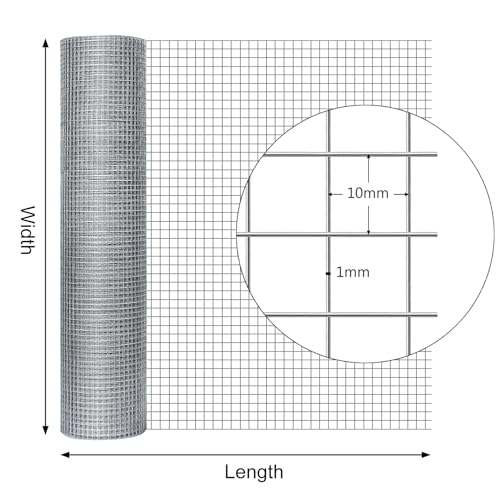 Odporna na gryzonie ocynkowana siatka druciana – średnica otworu 10 mm, tkanina sprzętowa ze stali nierdzewnej do szczelin domowych i ogrodowych, 1 x 9 m rozwiązanie barierowe dla gryzoni
