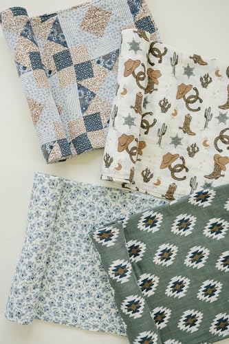 Image of Mebie Baby Patchwork Print Muslin Swaddle, Modern and Neutral Swaddle Blanket for Baby Girl or Boy, Soft Baby Blankets, 0-3 Month, Comfy Wrap, Baby Essentials & Gifts