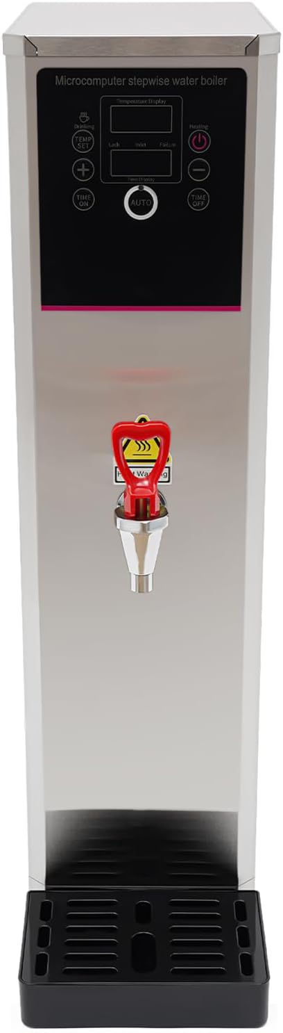 Electric Water Boiler, 110V 1500W Stainless Steel Water Boiler Commerical Stepping Type Hot Water Dispensers with Adjustable Temperature 86-212℉ for Homes, Offices, Restaurants (Black)