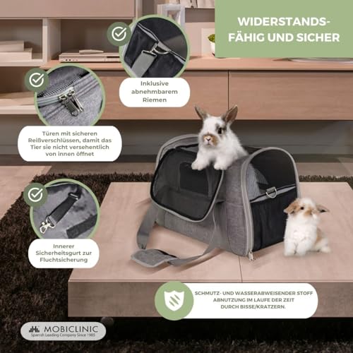 Mobiclinic® Pets, Hundebox, Bronco, Faltbar, Trolley-Gurt, Belüftung, Multi-Access, Verstellbar, 48x25x30 cm, Europäische Marke, Hunde- und katzentransport, Koffergeeignet