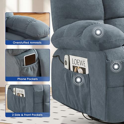 Sillón reclinable masaje azul tamaño grande miniatura 6