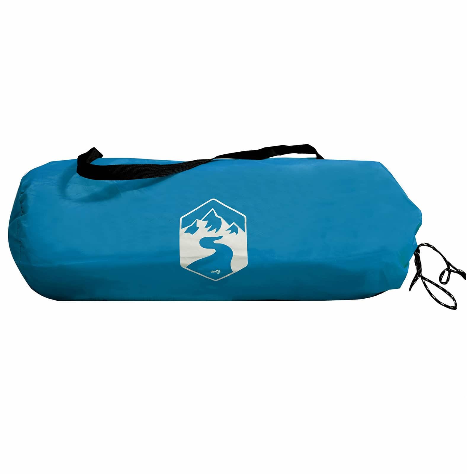 Tarp kempingowy ze ścianami z siatki niebieski 270 x 210 x 210 cm | Wodoodporny dach, drzwi z zamkiem błyskawicznym, regulowana wysokość, stabilna instalacja, do hamaka i dmuchanego materaca