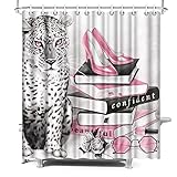 AtGoWac Pink Shower Curtain Cheetah Shower Curtain Leopard Shower Curtain Animal Print Shower Curtai