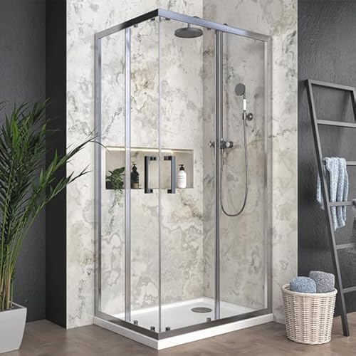 Box doccia angolare cabina con ante scorrelovi cristallo temperato anticalare 6 mm altezza 190 cm (70x70)