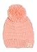 Gravity Threads Kids Warm Cable Knit Thick Soft Beanie w/Pom - Peach