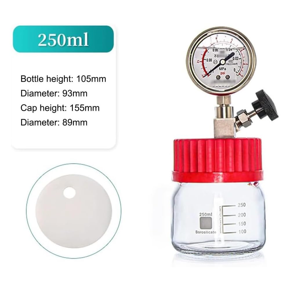 Vakuumkammer Aus Glas, Vakuumkammer-Set Mit Edelstahlmanometer Und Klarer Graduierung Für Harze, Silikone Und Epoxidharze 2000ml