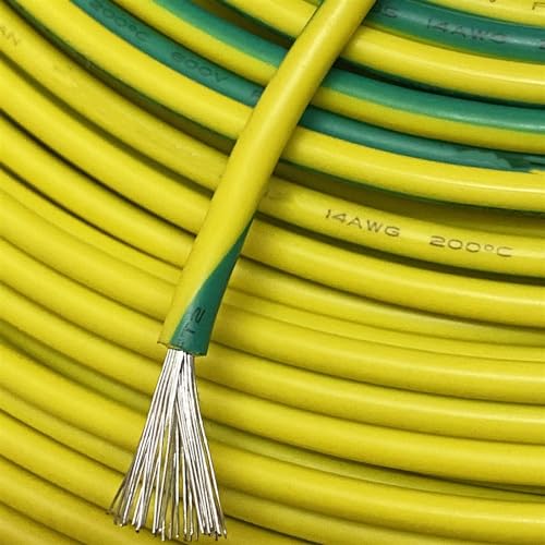 Outdoor Extension UL3135 14AWG Soft Silicone Wire High Temperature Resistant Yellow and Green Electrostatic Ground Wire 10 Meters Solar sheathed