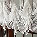 FADFAY Lace Balloon Curtain White Adjustable Tie-Up Curtain Shade, Embroidered Semi Sheer Farmhouse Drape for Living Room Bedroom Dining Room, 1 Panel Floral Tulle Curtains for Windows-78''59''