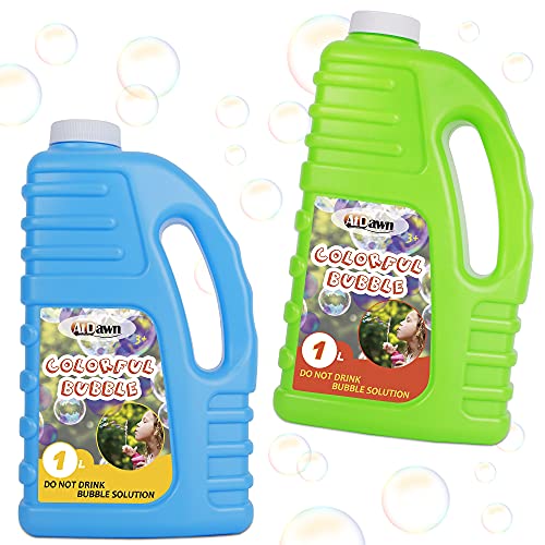 ATDAWN Bubble Solution, 2 Pack of 33.8 oz (up to 5.3 Gallon) Bubble Solution Refill, Bubble Solution Concentrated Solution for Bubble Machine, Bubble Gun Blower, Giant Bubble Wand, Bubble Summer Toy