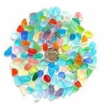 Sea Glass Beads / Beach Glass Beads For Jewelry Making ( Small Size / 8-12 mm, Multicolored Rainbow Mix, Not Drilled ) (50 pieces)