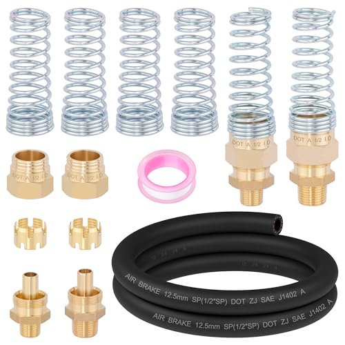 12Pcs Brass 1/2 DOT Air Hose Fittings with Spring Guards