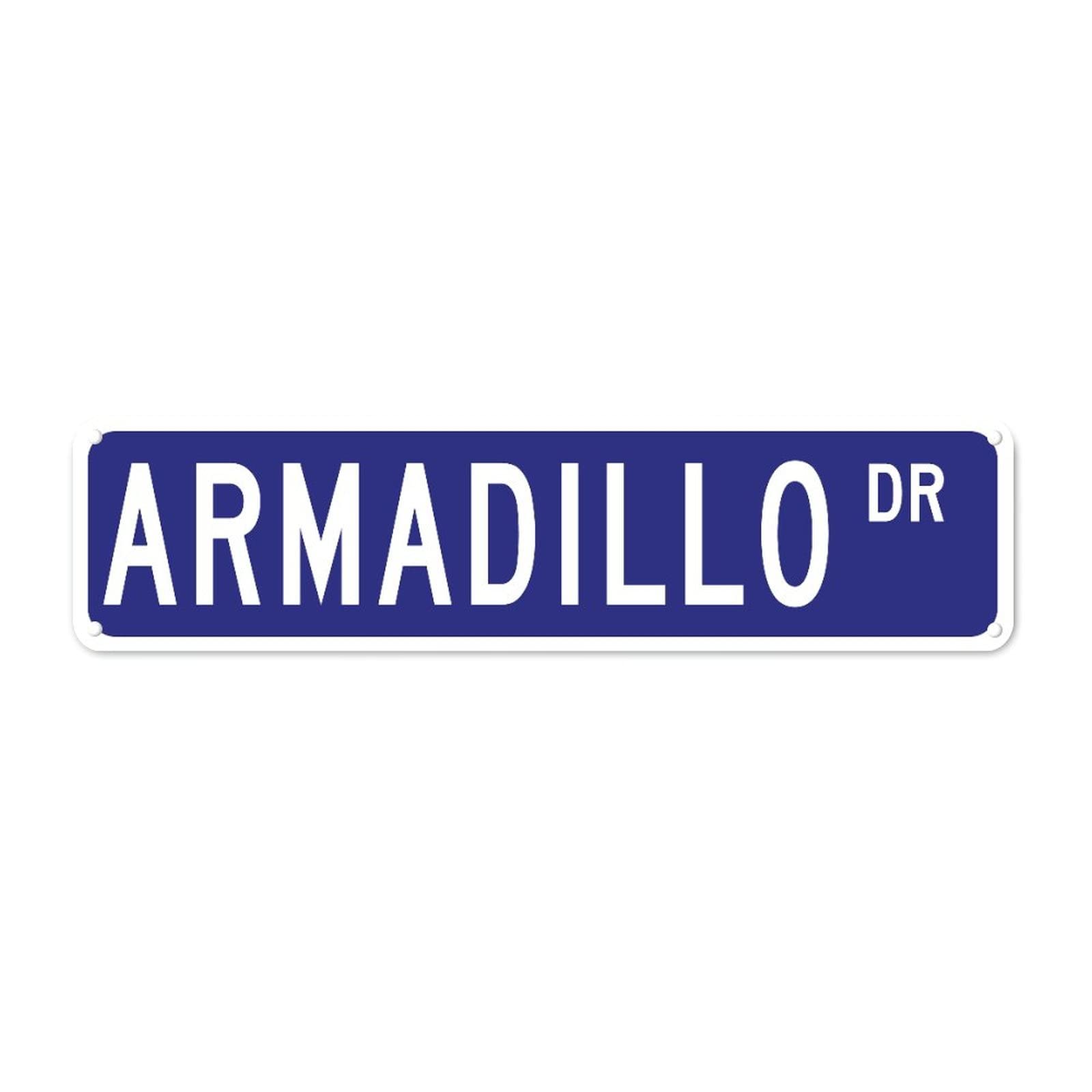 DTHNKL Metal Sign Armadillo Rd Vintage Retro Tin Art Plaque Aluminum for Home Kitchen Restaurants Wall Yard Coffee Decor 4x16 Inch