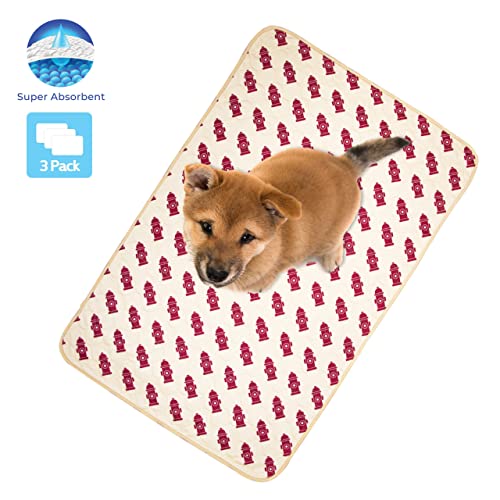 Pet Magasin Highly Absorbent Reusable Washable Pet Training Pads With Waterproof Bottom (Pack Of 3) Beige Fire Hydrant Fit Standard Cage (21X15 Inch (Pack Of 3)) #TOP3