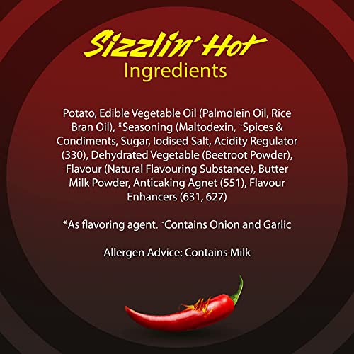 Lay's Sizzlin Hot Indian Chips Pack Of 3 Red #TOP5