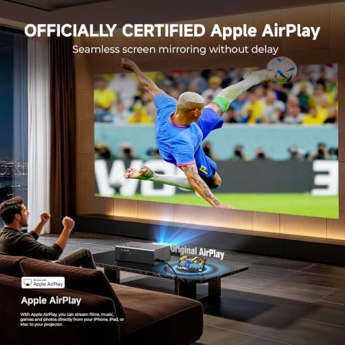 Image of 4K Projector with WiFi and Bluetooth, VIDAA Smart Projector 1200+ APPs /Live&Official AirPlay Kogata 2000 ANSI Auto Focus 6D Keystone Indoor /Outdoor Projector 60W Dolby Home Theater Portable