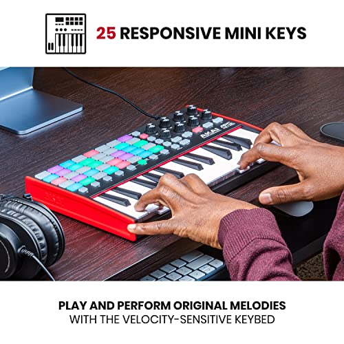 Image of Akai Professional APC Key 25 MK2 25-Key USB MIDI Keyboard Controller for Clip Launching with Ableton Live Lite, 40 RGB Pads and 8 Rotary Knobs, One Size (Pack of 4)