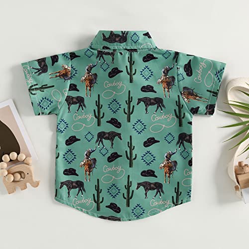 Western Baby Boy Clothes Button Down Short Sleeve Shirts Country Cowboy Dress Shirt Tops Summer Vintage Clothes4