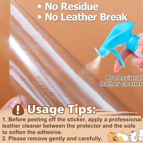 Acostop Cat Scratch Furniture Protector - Specially Designed for Leather Furniture, Easy to Remove Anti-Scratch Couch Protector from Cat, No Pins, 16 Pack