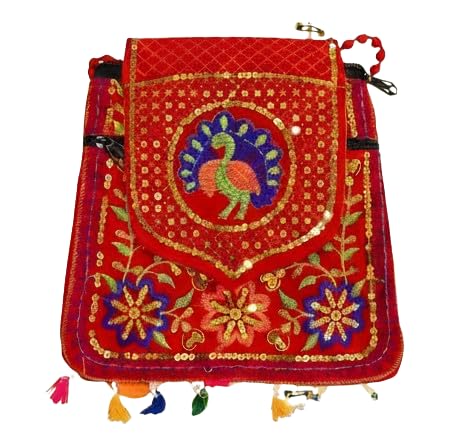 Rajasthani Handmade Clutch Bag for Women | Embroidery Mirror Work Stylish Sling & Cross Body Bag for Ladies and Girls | 22 x 16 cm-image-13