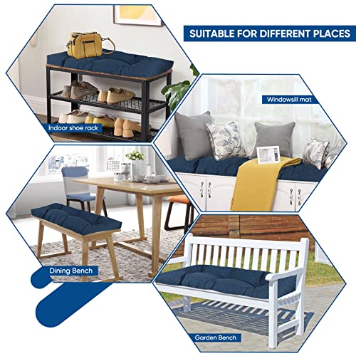 Millsilo Non Slip Bench Cushion For Indoor Outdoor Furniture, Water Resistant Durable Thicken Window Seat Cushions For Storage Bench, Long Bench Pads For Mudroom, 36X14X4 Inch, Star Blue #TOP6
