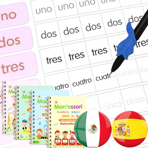KILOGOGRAPH マジックグルーブライティング練習 子供用 - Mexicano Pre K トレース練習帳 繰り返し使える 幼稚園 手書きワークブック 涙なし 4テーマ コピーブック ペン付き 3~10歳 (メキシコ)の商品画像（Amazon）