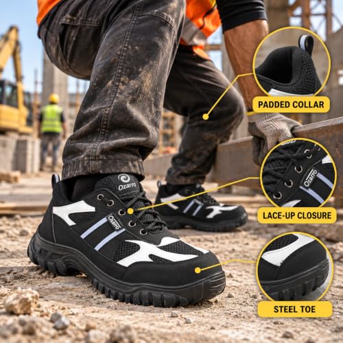 Image of Ozarro Men's Low-Top Steel Toe Work Safety Shoes