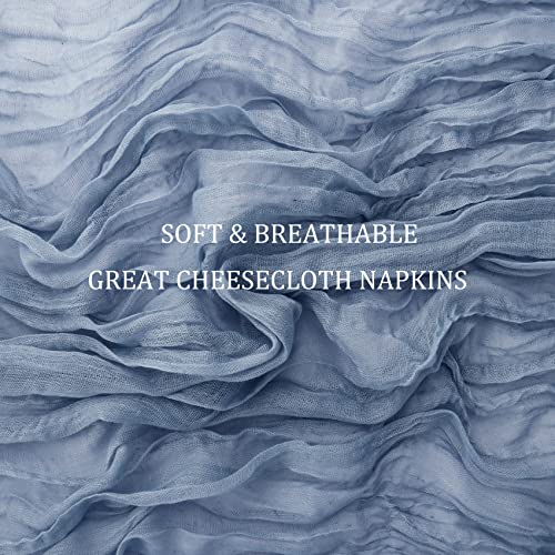 24 Pcs Cheesecloth Napkins 20 X 20 Inch Soft Gauze Table Napkins Wrinkled Dinner Napkins Rustic Linen Cloth Napkins For Weddings Party Baby Shower Reception Table Dining Home Decor(Dusty Blue) #TOP4