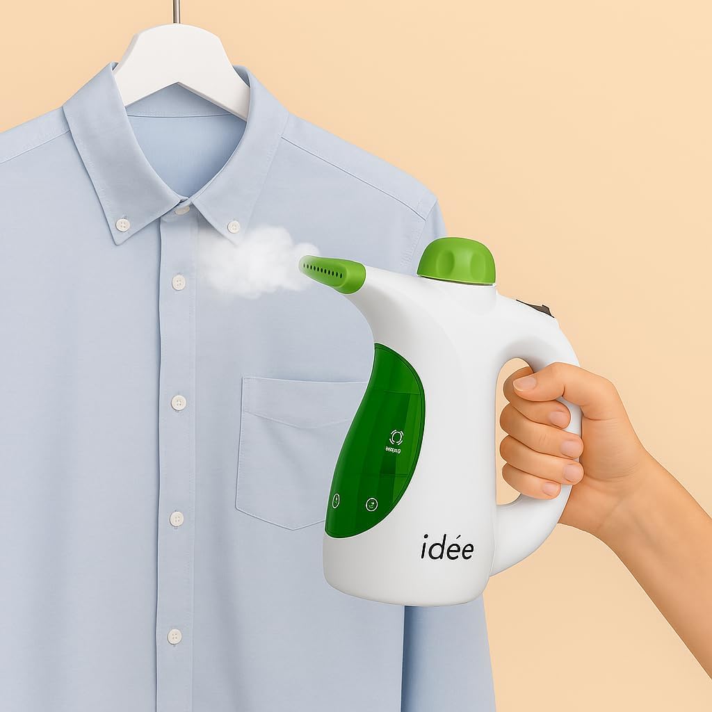 idee Portable Handheld Garment Steamer with Fabric Brush & Lint Remover for Home and Travel, PGS01G