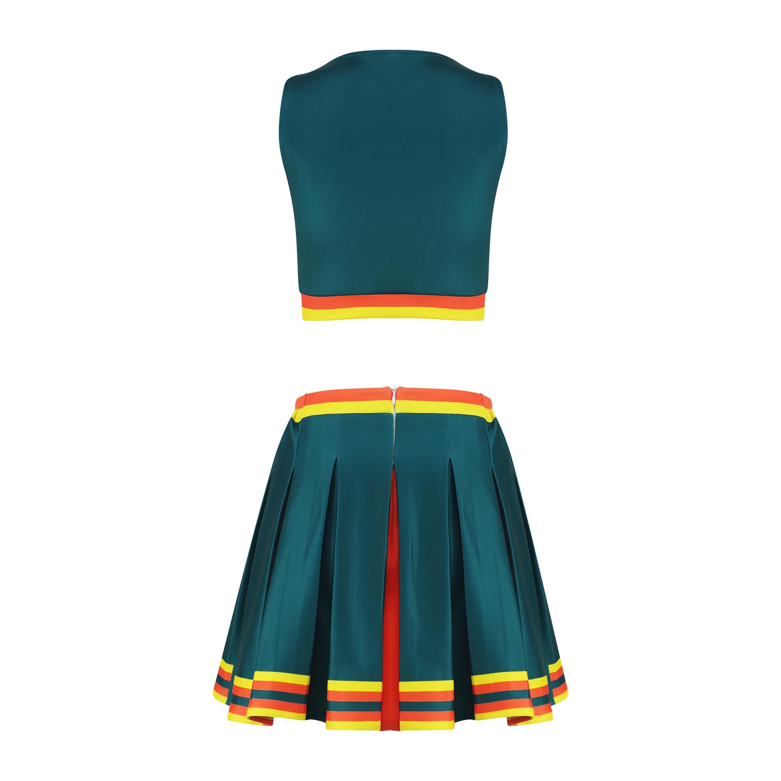 Costume da cheerleader da donna, con top corto e gonna, costume da cheerleader, per Halloween, cosplay, uniforme