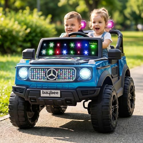 Image of Baybee Benzie Pro Battery Operated Jeep for Kids | Baby Ride on Electric Car with Parental Control, RGB Lights & Music | Rechargeable Big Battery Car for Kids 2 to 6 Years (Metallic Blue)
