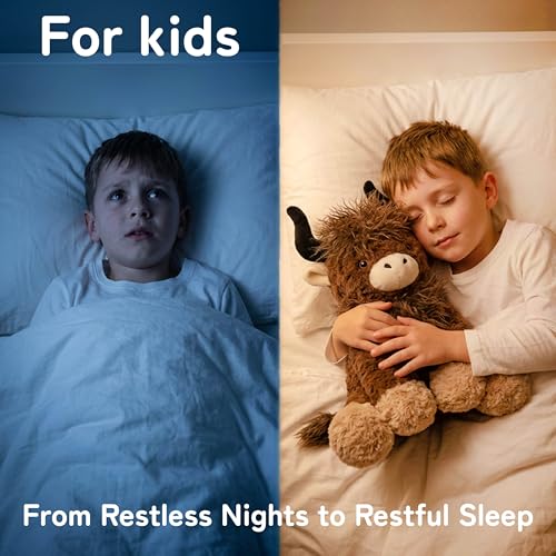 Image of Niuniu Daddy Highland Cow Weighted Stuffed Animals, Plush Pillow for Kids | 20 in 3.3 lbs, Heavy sensory lap pad, lying body pillow for sleeping, machine wash, huggable gift for kids and adults