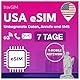 travSIM USA eSIM | T-Mobile Netz | Unbegrenzte Daten, Anrufe & Texte in den USA | e SIM Amerika funktioniert auf eSIM kompatiblen iOS & Android Geräten | e SIM Karte USA 07 Tage