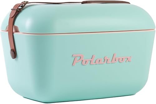 Miniatura 20 de Retro Beach Cooler Vintage Picnic Lunch Box Bag Portable Cooler Travel Camping Hiking 90s Style Ice Chest Negro -,Azul océano,Amarillo,Rosa bebé