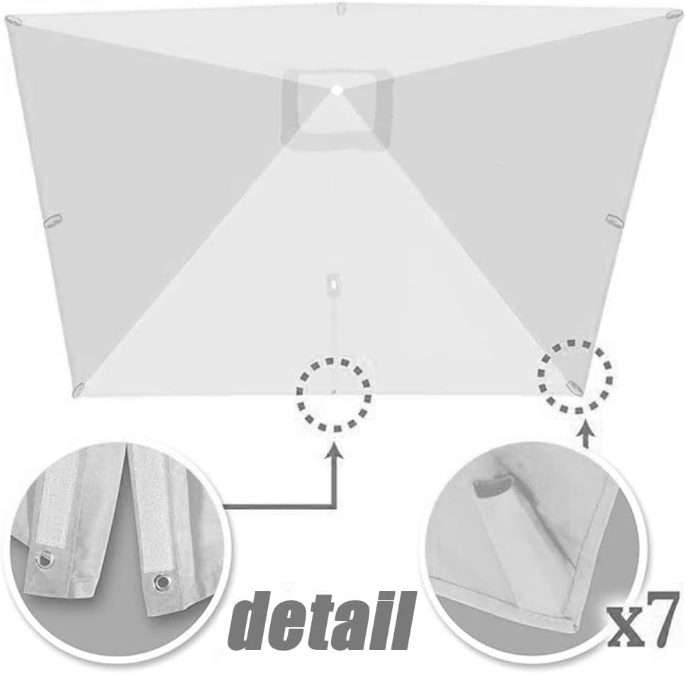 Patio Umbrella Replacement Canopy 10'x10' Square Cantilever Umbrella Top Replacement Fabric 8 Ribs Outdoor Offset Yard Parasol Cover(Khaki)