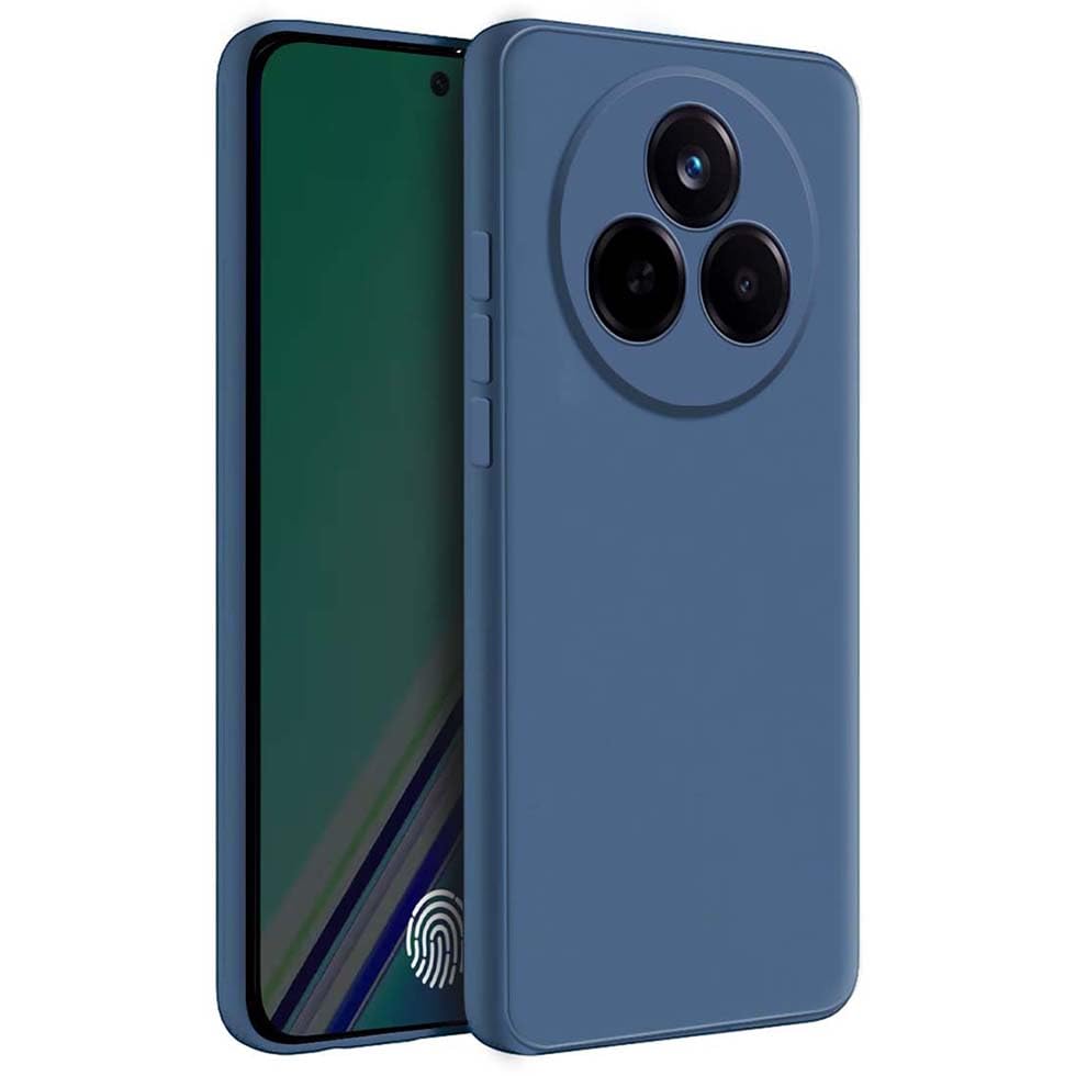 Image of Fashionury Liquid Silicon Back Cover for Realme Narzo 80 Pro 5G | Camera Protection | Anti-Fingerprint | Inner Velvet Fabric | Ultra Slim Case (Blue)