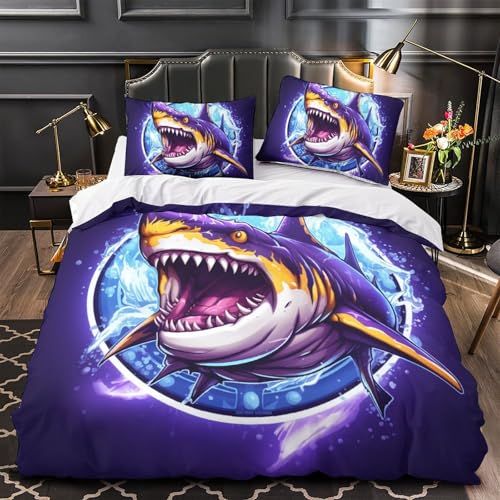 Housse de couette requin grand format pour lit double 200x200 coloré - 4
