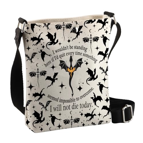 BDPWSS Dragon Lover Crossbody Bag I Will Not Die Today Dragon Rider Handbag Fantasy Reader Gift