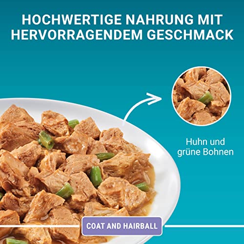 PURINA ONE Coat & Hairball Katzenfutter nass in Sauce, mit Huhn, 26er Pack (26 x 85g)