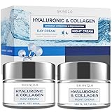 Skin 2.0 Hyaluronic Acid & Collagen Face Moisturizer – Deep Hydration & Firming Cream for Smooth, Youthful Look – Dermatologist Tested, Korean Skin Care Set, Vegan, Clean Beauty – Day & Night Duo