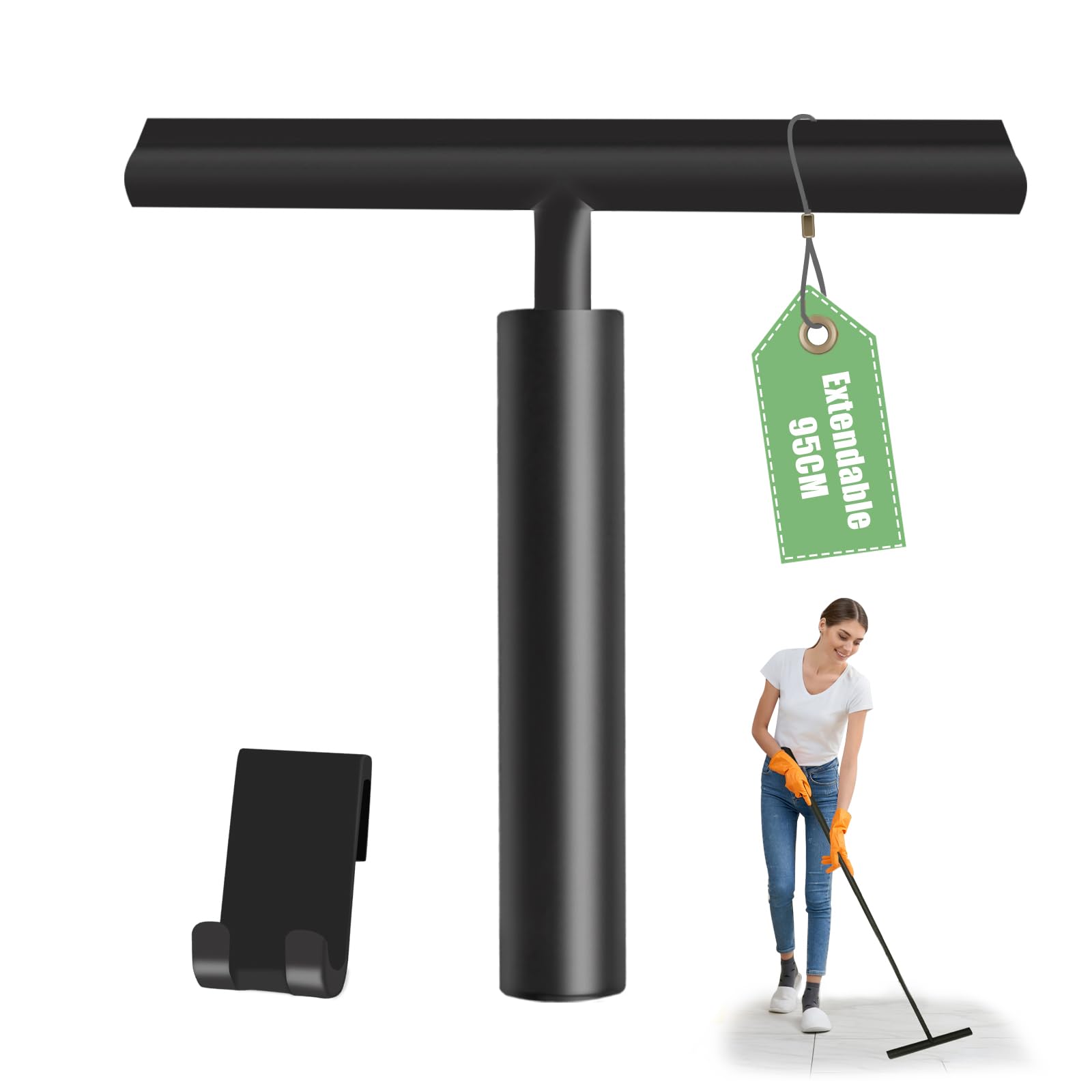 Raclette douche silicone noir extensible pour un nettoyage sans traces