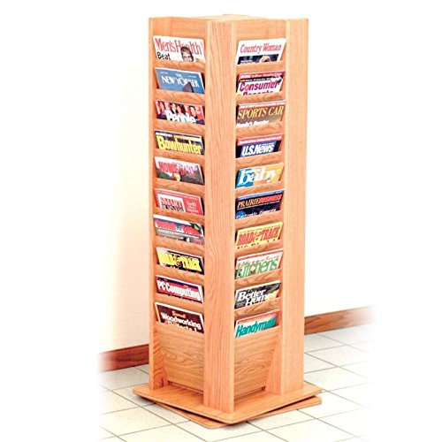 Wooden Mallet Cascade Spinning Floor Display with 40 Magazine Pockets, Light Oak