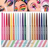 Waterproof Eye Liner Pencil Set 20 Colors Natural Matte Long Lasting Eyeliners Eye Makeup Pencils,Easy Apply Colored Eyeliner Retractable Eye Makeup Liners and Shadow Pencil for Women