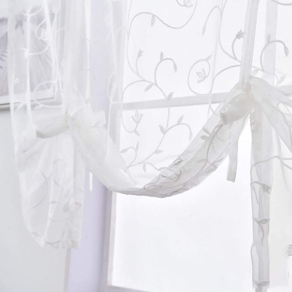 Tenda a Pacchetto in Voile con Passanti Tende in Tulle monocromatiche Trasparenti Tenda Romana in Stile Semplice per Cucina, Bagno e Balcone 1 Pezzo,Bianco,117 * 160 cm