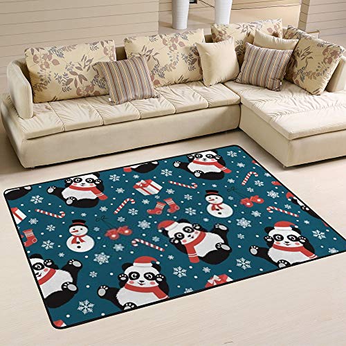 Tapis de Noël panda bleu antidérapant et isolant pour salon Ruchen - 2